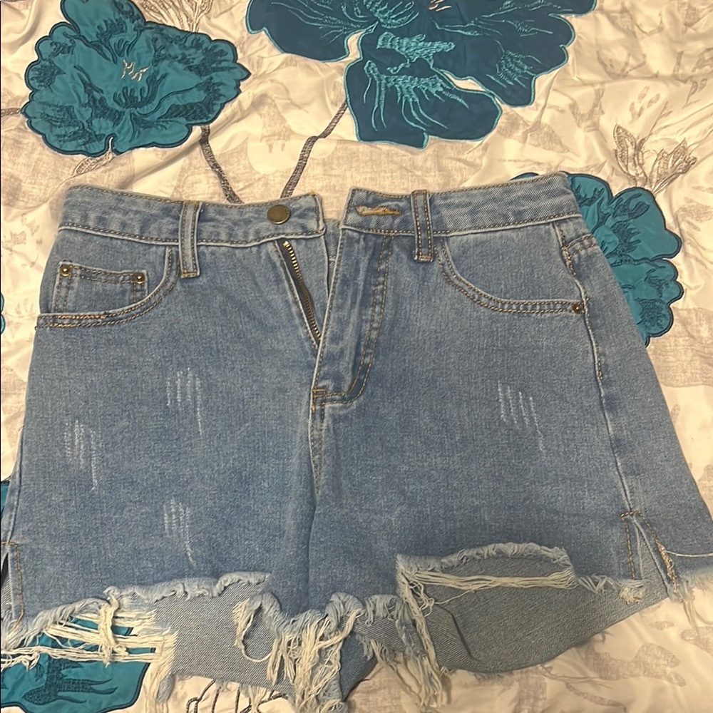 Distressed Denim Shorts